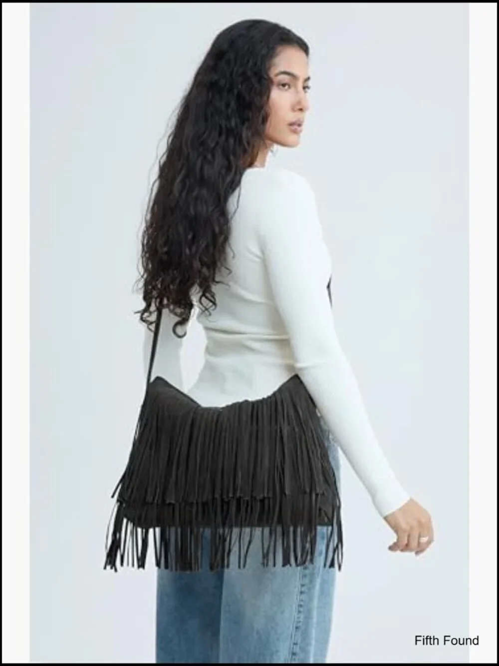 Faux Suede Leather Hobo Crossbody Sling Bag with Tassel